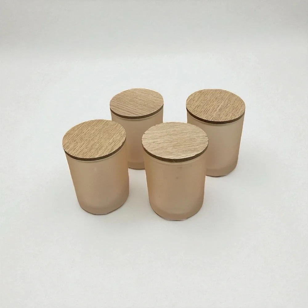 4 Small Glass with Wood Lid Storage Containers 3